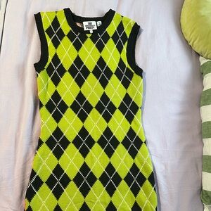 The Ragged Priest Argyle Sweater Dress